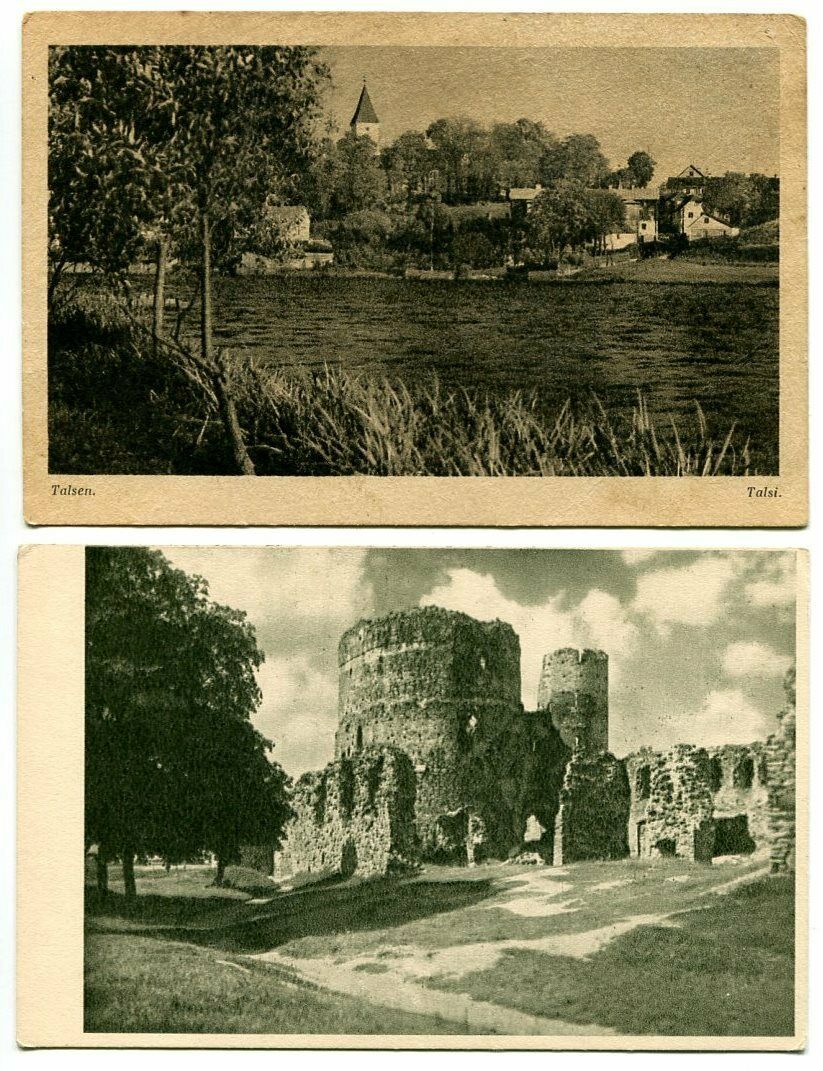 Latvia G51 Castle BAUSKA Ruins City TALSI 1944 Postcards 2 pcs