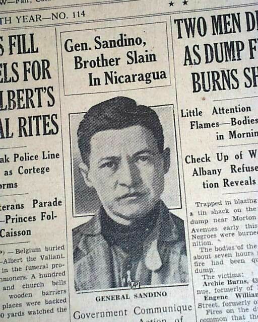 Augusto Cesar Sandino Nicaraguan Rebellion Leader Bandit Killed 1934 Newspaper