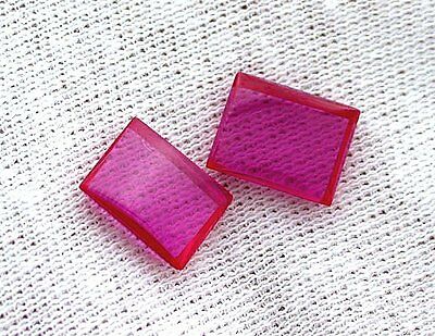 ONE 10mm x 8mm Flat Rectangle Synthetic Ruby Corundum Cab Cabochon Gem
