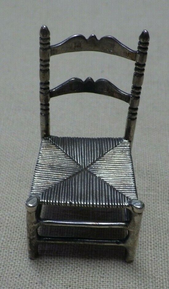 Nos Miniature Van Kempen & Begeer Dutch Silver Side Chair .45 Toz
