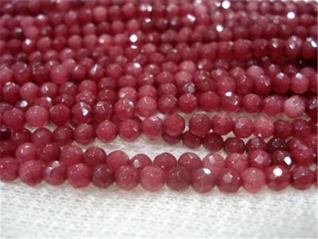 6mm Brazil Faceted Red Ruby Round Gems Loose Beads 15" T08