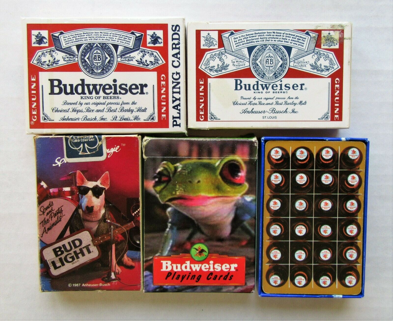 Lot Of 5 Budweiser Playing Cards Complete Decks