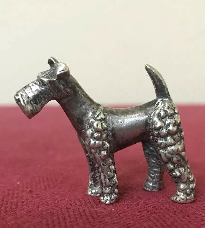 Vintage 925 Sterling Silver English Schnauzer Dog Mini Figurine