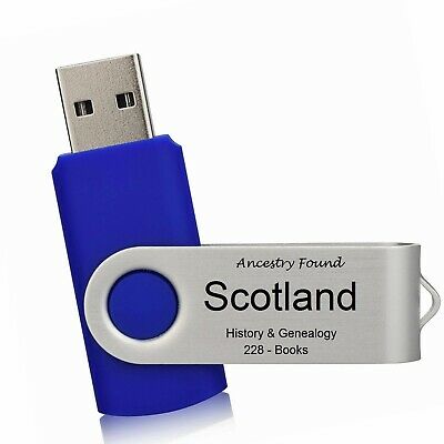SCOTLAND - History & Genealogy - 228 old Books on FLASH DRIVE Family Clans USB