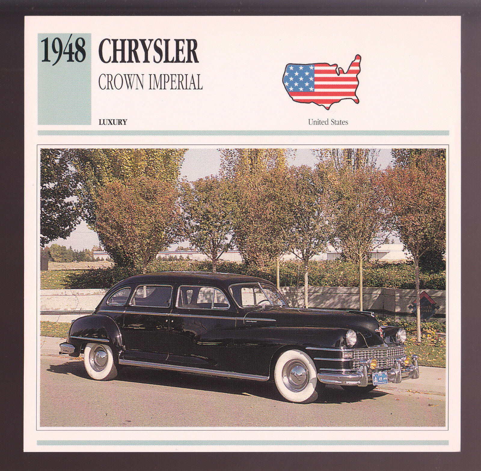 1948 Chrysler Crown Imperial Car Photo Spec Sheet Info Stat ATLAS CARD