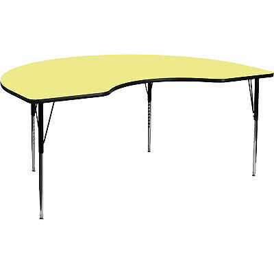 Height-Adjustable Kidney-Shaped Activity Table Yellow 48inW