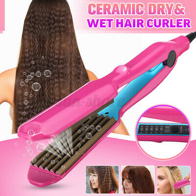 5 Gears Ceramic Titanium Hair Crimper Crimping Perm Slipnt Curler Iron Wet & Dry