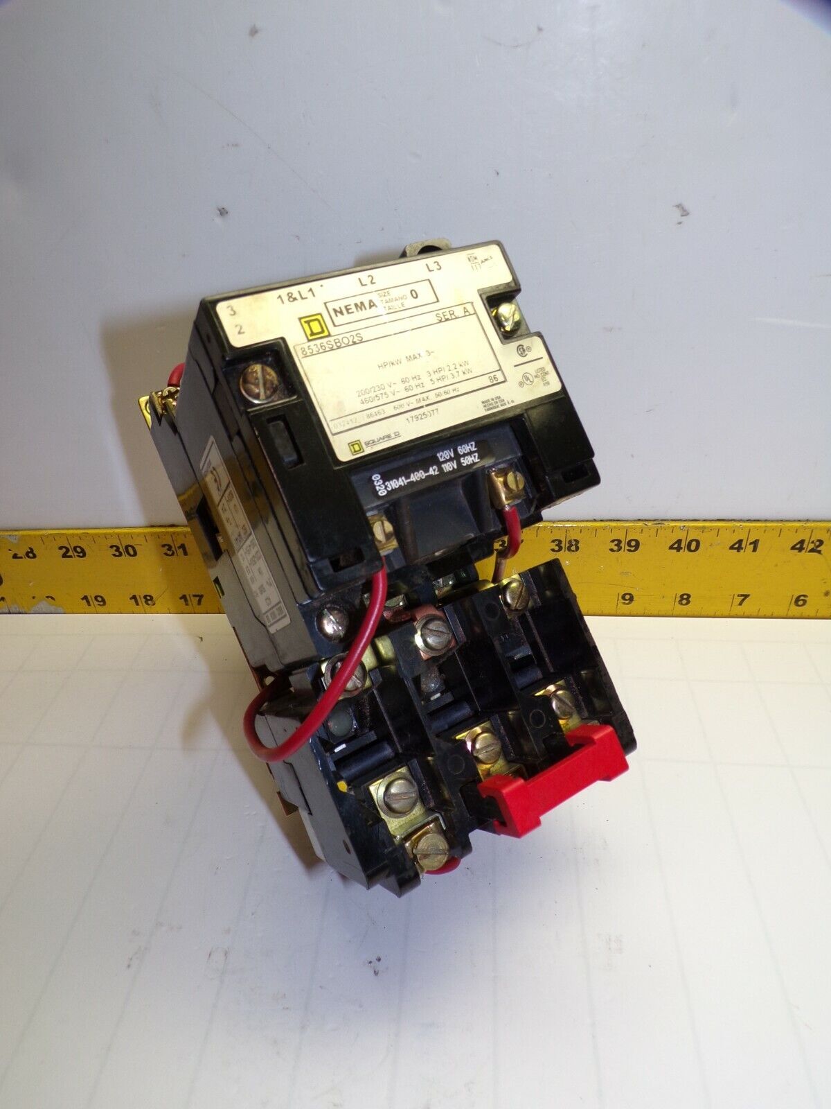 Square D Size 0 Motor Starter 5 Hp 21 Amp 600 Vac 120v Coil  8536sbo2s
