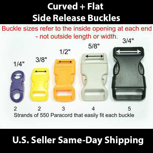 1/4-3/4 Plastic Side Release Buckles 10 & 50 Packs Paracord & Crafting Us Seller