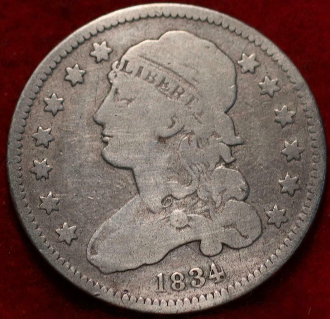 1834 Philadelphia Mint Silver Capped Bust Quarter