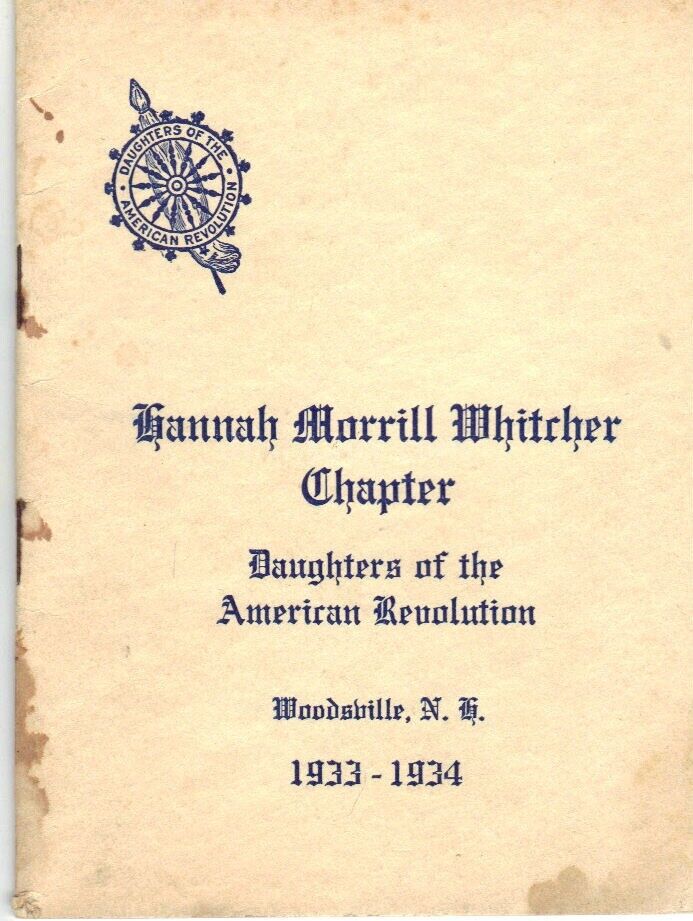 1933-1934 Woodsville, Nh Dar Booklet-hannah Whitcher Chapter - Names In Listing!