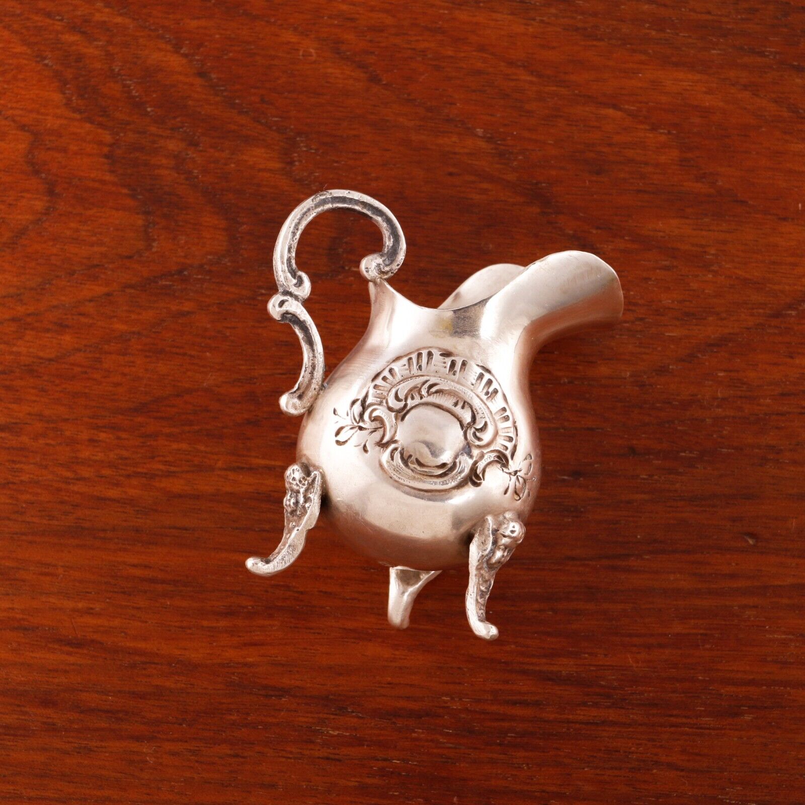 German Hanau Silver Rococo Miniature Creamer Shell & Scroll No Monogram