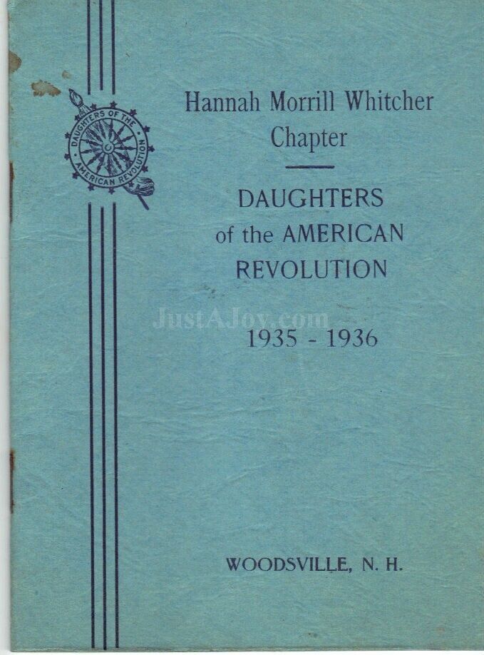 1935-1936 Woodsville, NH DAR Booklet-Hannah Whitcher Chapter - NAMES IN LISTING!
