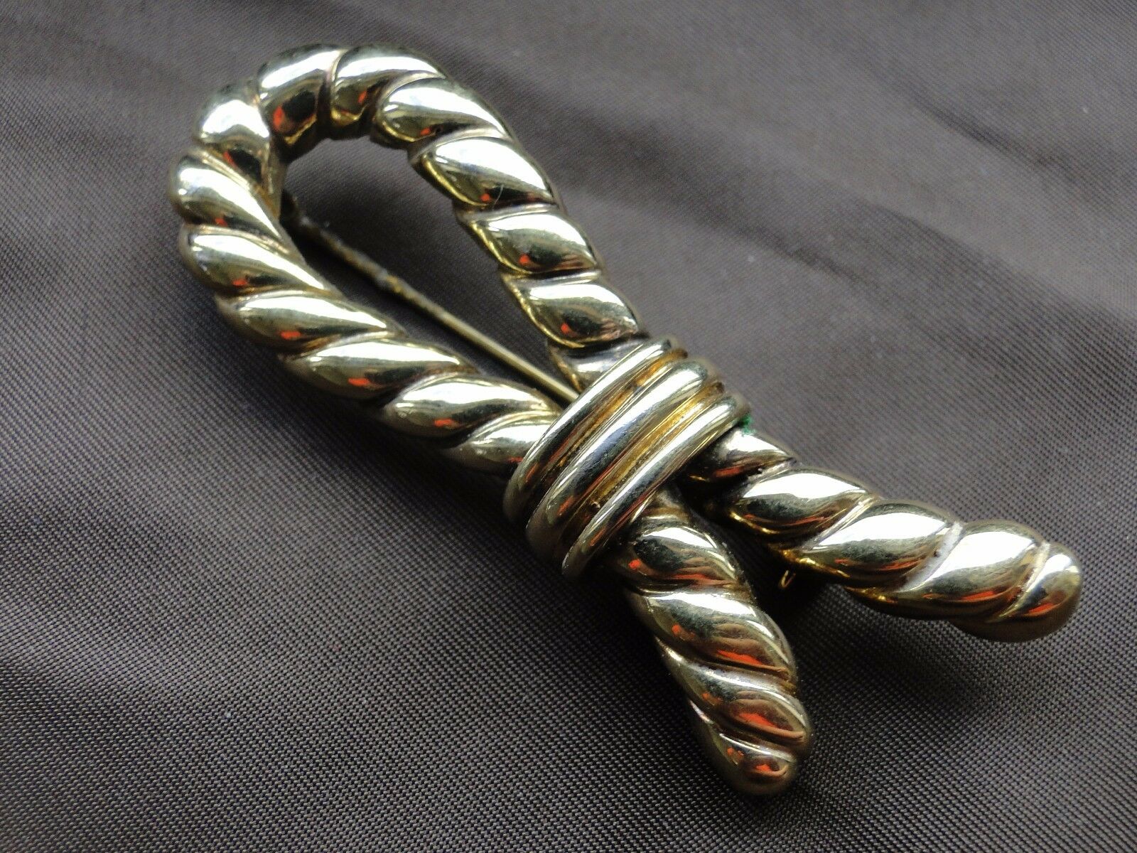 Miniature Gilt Rope, Sterling Silver, Hand Made, Italian 1950, Rope Broach