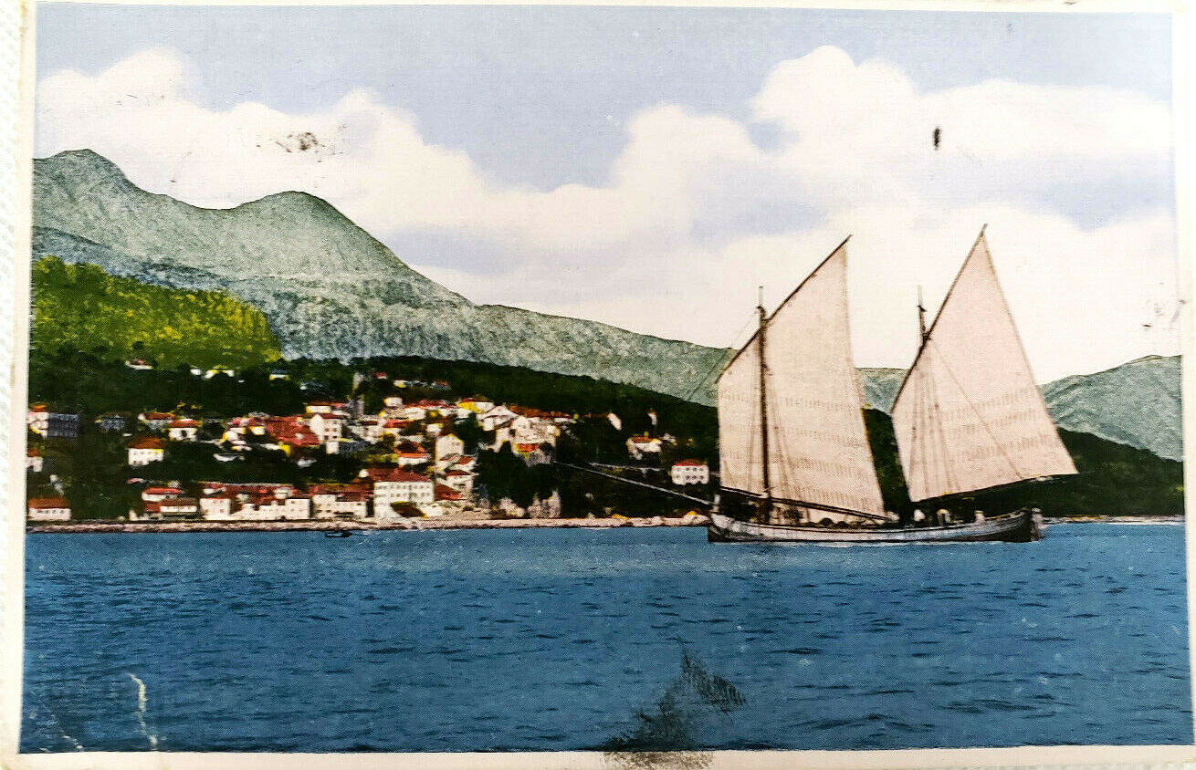 Vintage Postcard Czechoslovakia Hello From Herceg Novi Coastal Town Montenegro