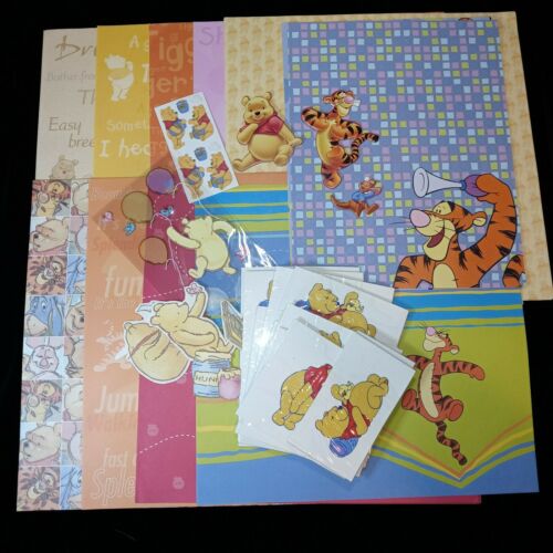 Lot of Disney Pooh Tigger Scrapbook Paper Stickers Diecut Window Clings