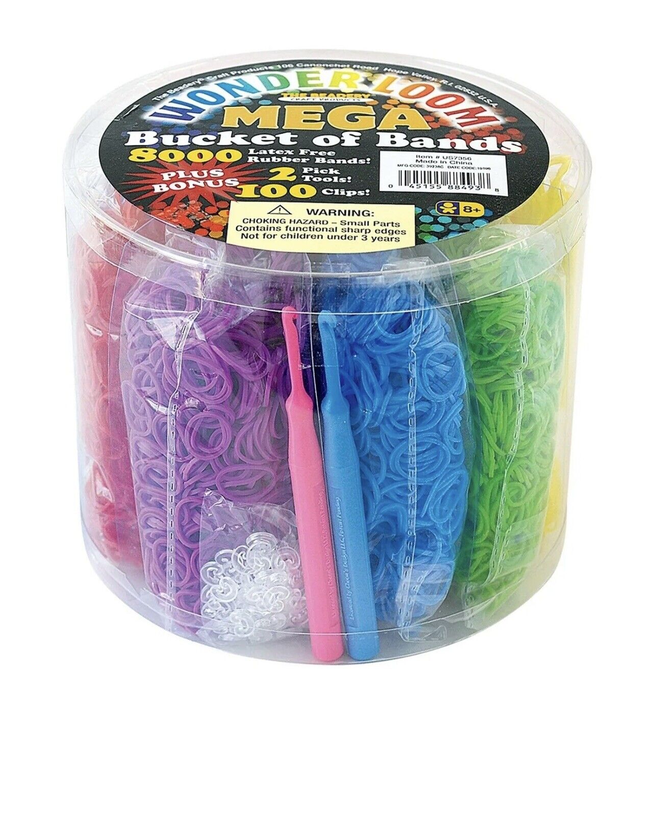 The Beadery Wonder Loom Mega Bucket Of Bands With Tool, 8000 Pieces