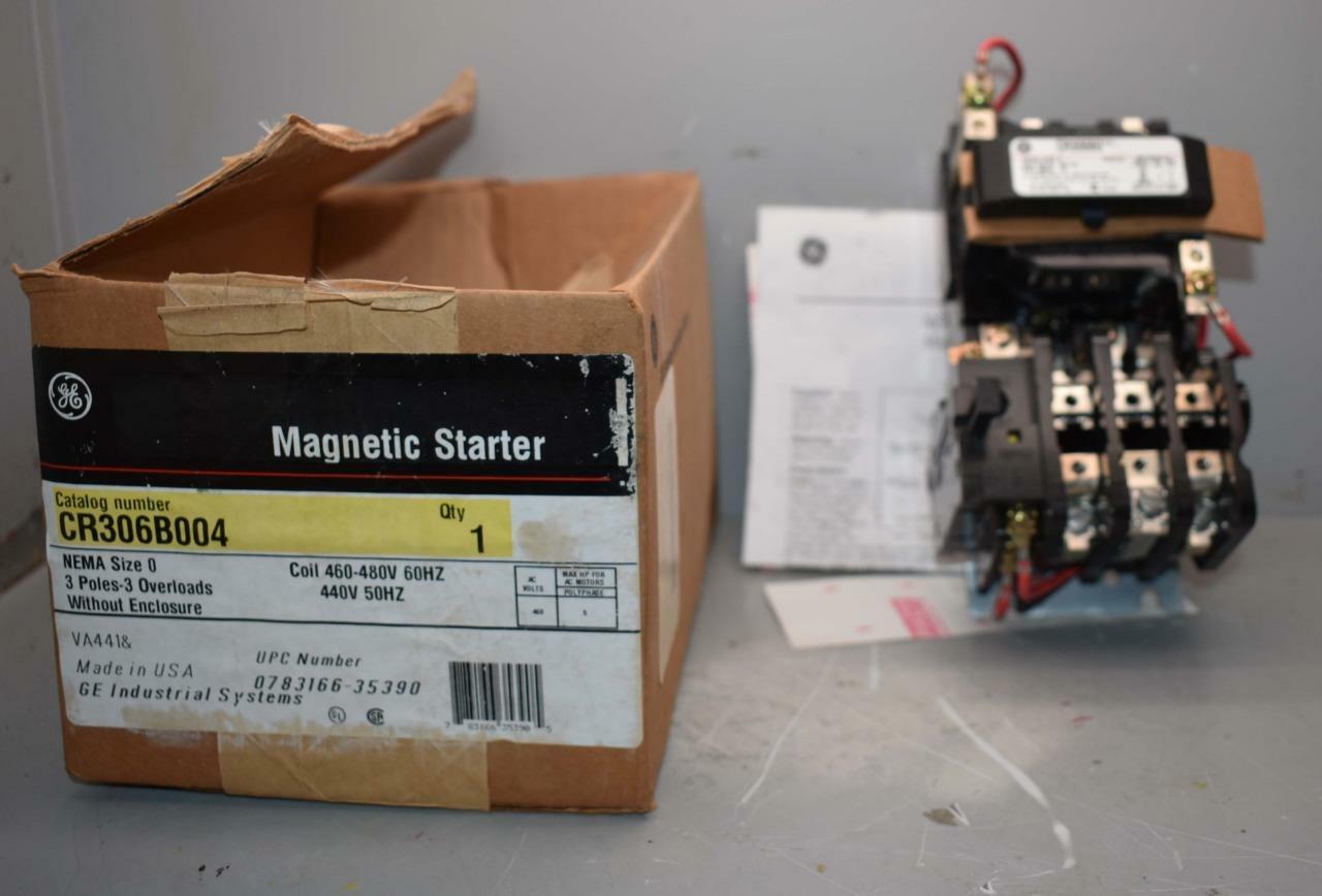 Ge Cr306b004 Magnetic Starter Size 0, 3 Poles 3 Overloads ++ New ++