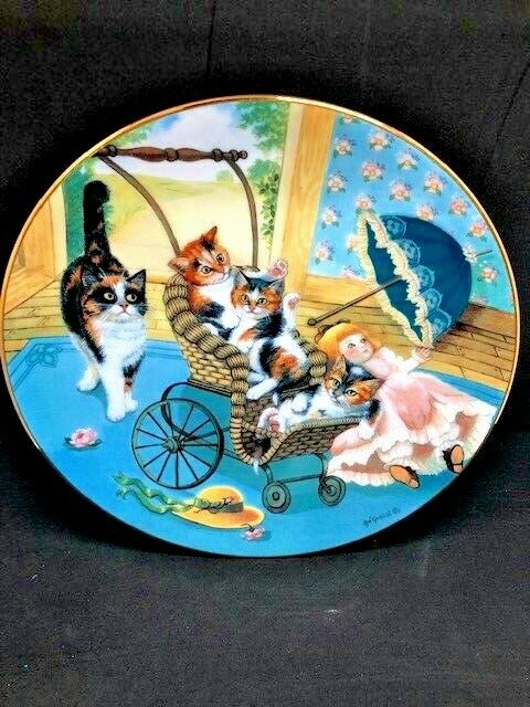 Gerardi Country Kittens Stroller Derby Collector Porcelain Plate 8.5" & Hanger