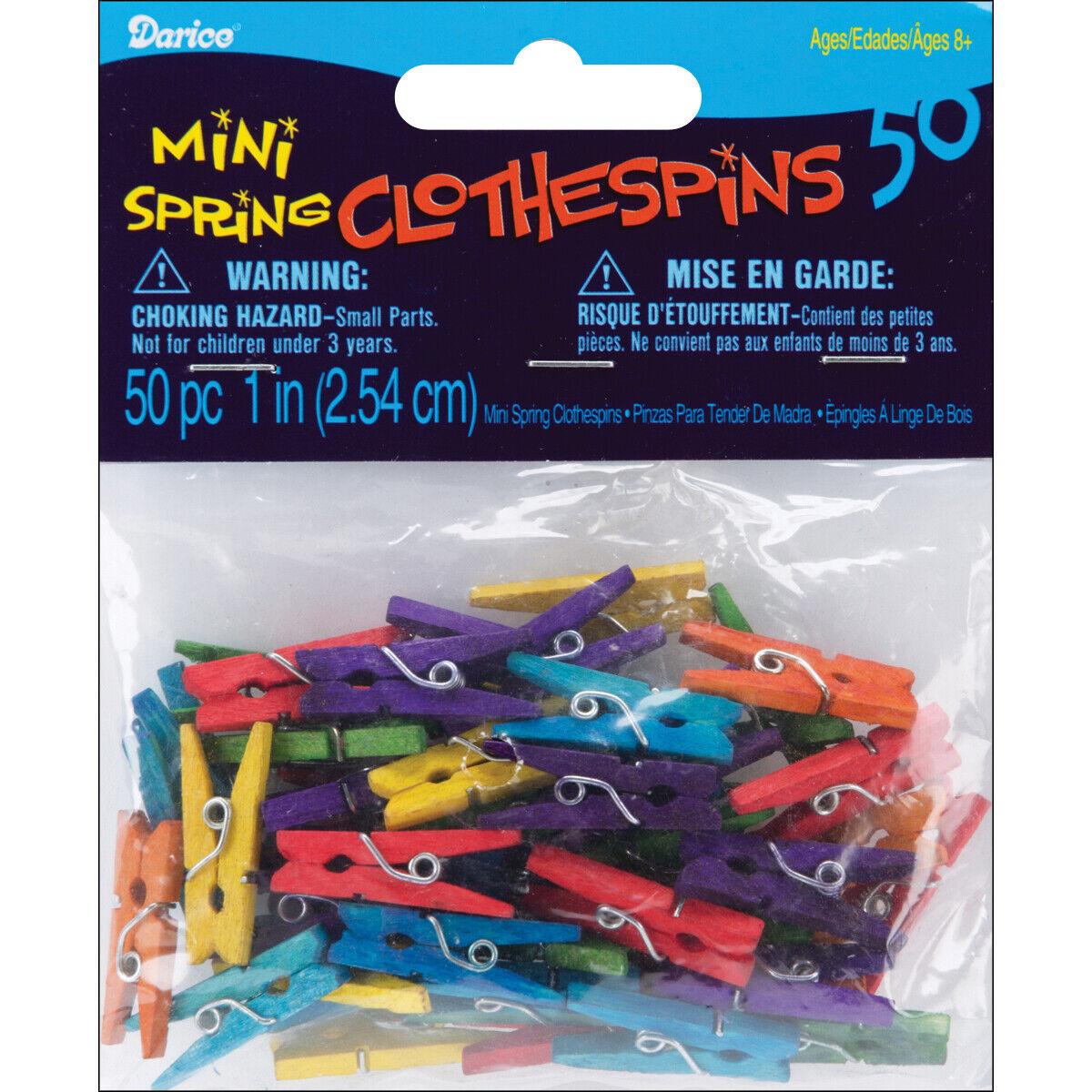 Darice Mini Spring Clothespins Multicolored 1 Inches