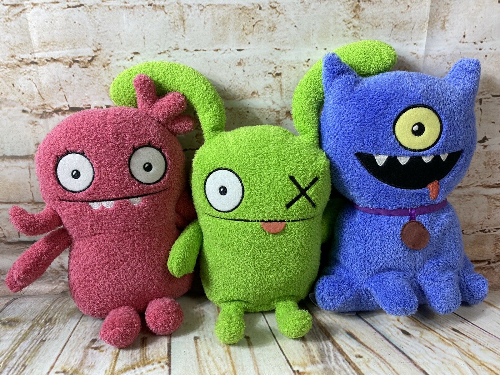 Uglydolls Lot Of 3 Plush Stuffed Animals Toy Green Ox Pink Moxy Purple Cyclopes