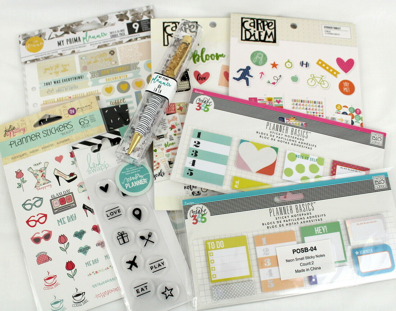 Planner Embellishment Lot #12 - Stickers Pen Sticky Notes Stamps