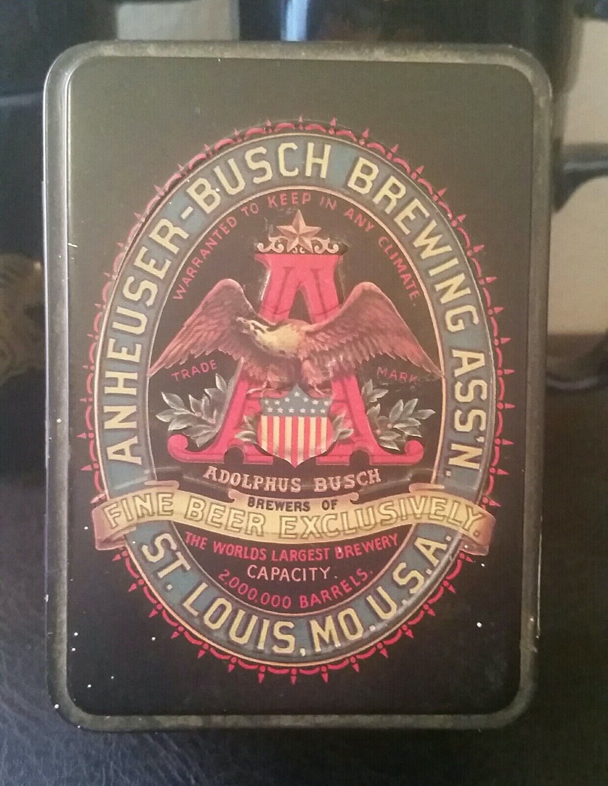 Vintage Anheuser Busch Playing Cards In Tin. 1980's Hudson-scott Carlisle...