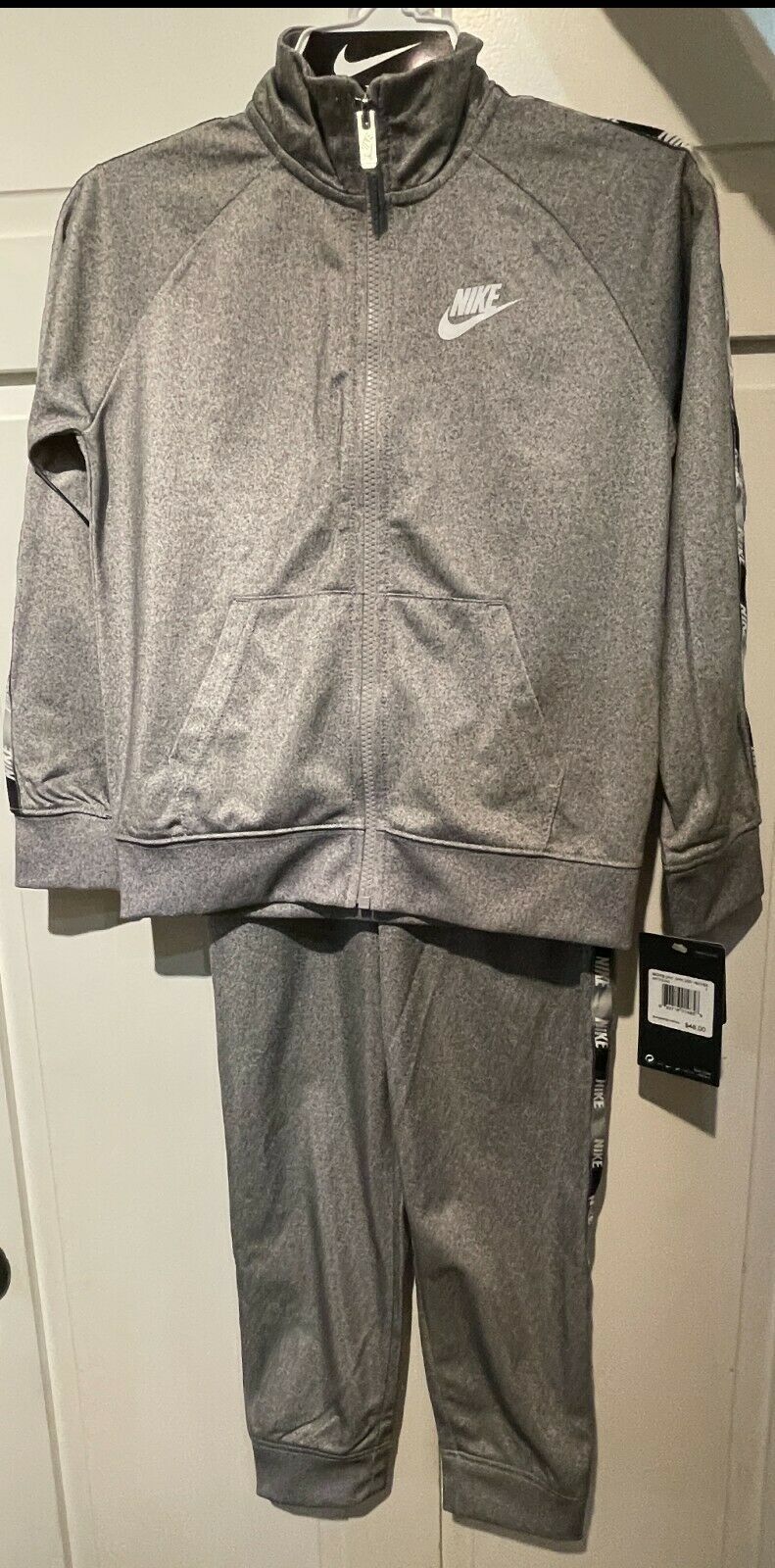 Nike Kids Boy's Logo Taping Jacket Pants Two-piece Track Set Dark Grey 6 7 Nwt