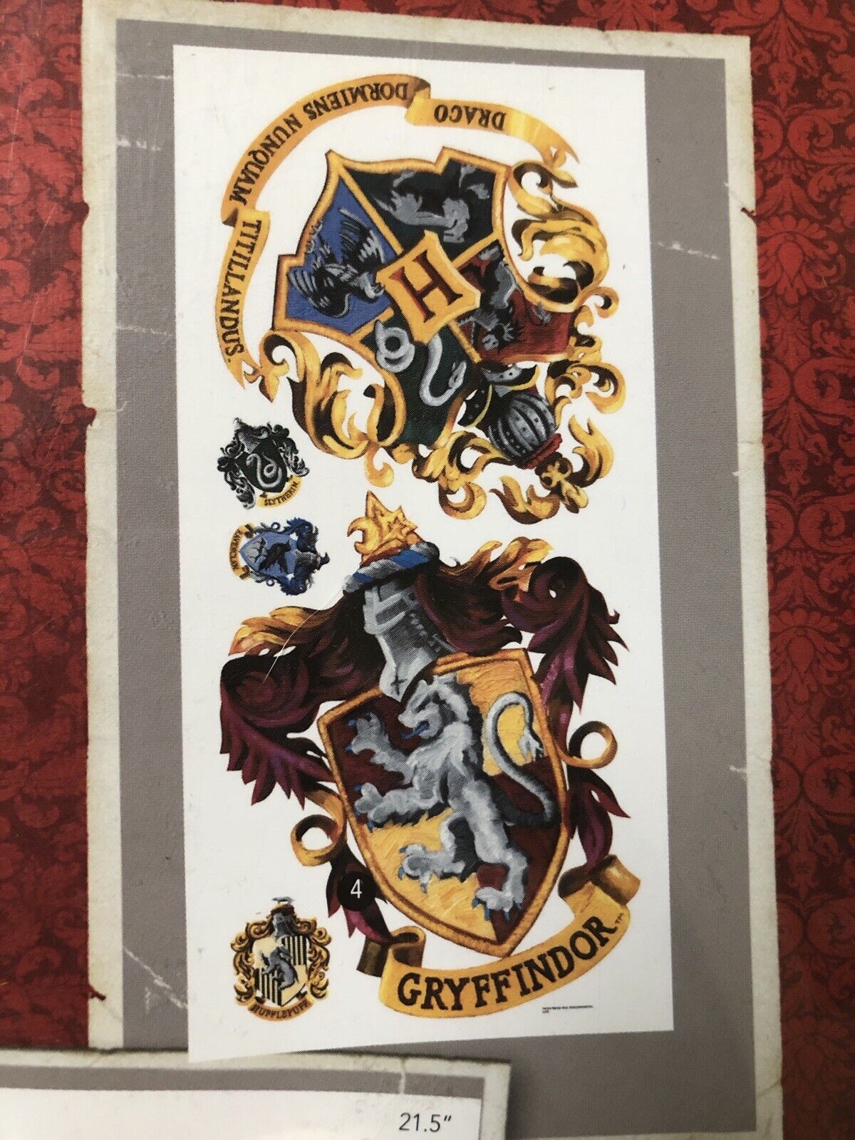 Harry Potter Giant Crest Decor Gryffindor 5 Self Stick Re-useable Wall Decals