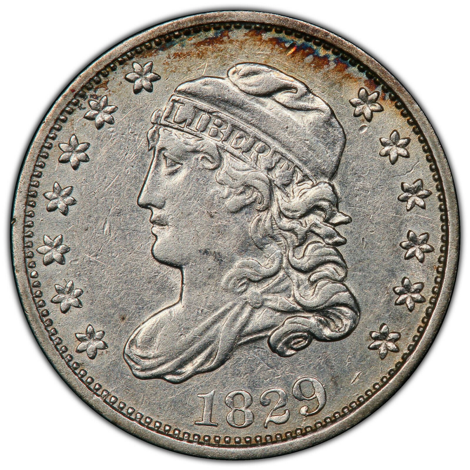 1829 Capped Bust Half Dime PCGS Genuine Cleaned XF Detail