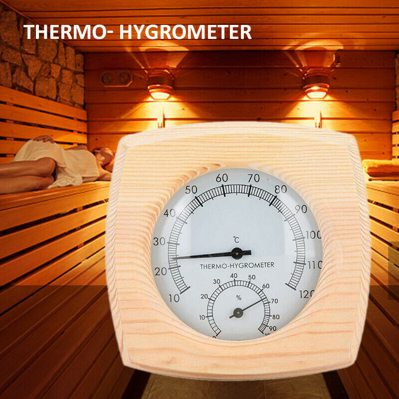 Wood Sauna Thermometer Wooden Temperature Meter Hygrometer for Sauna Room