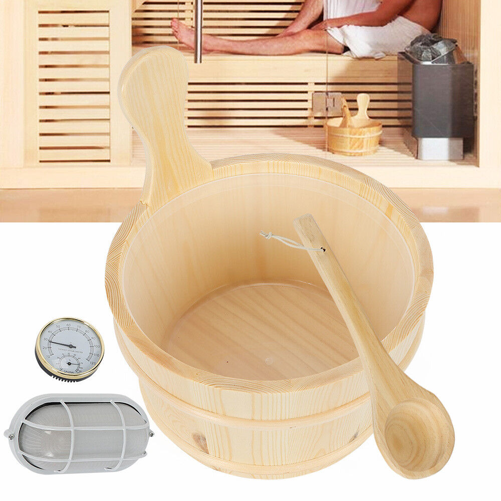 5pcs/set Sauna Accessories Kit with Thermometer Water Scoop Hourglass for Sauna
