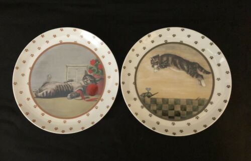 Two Cat Themed Dishes by Vandoc Lowell Herrero 1986