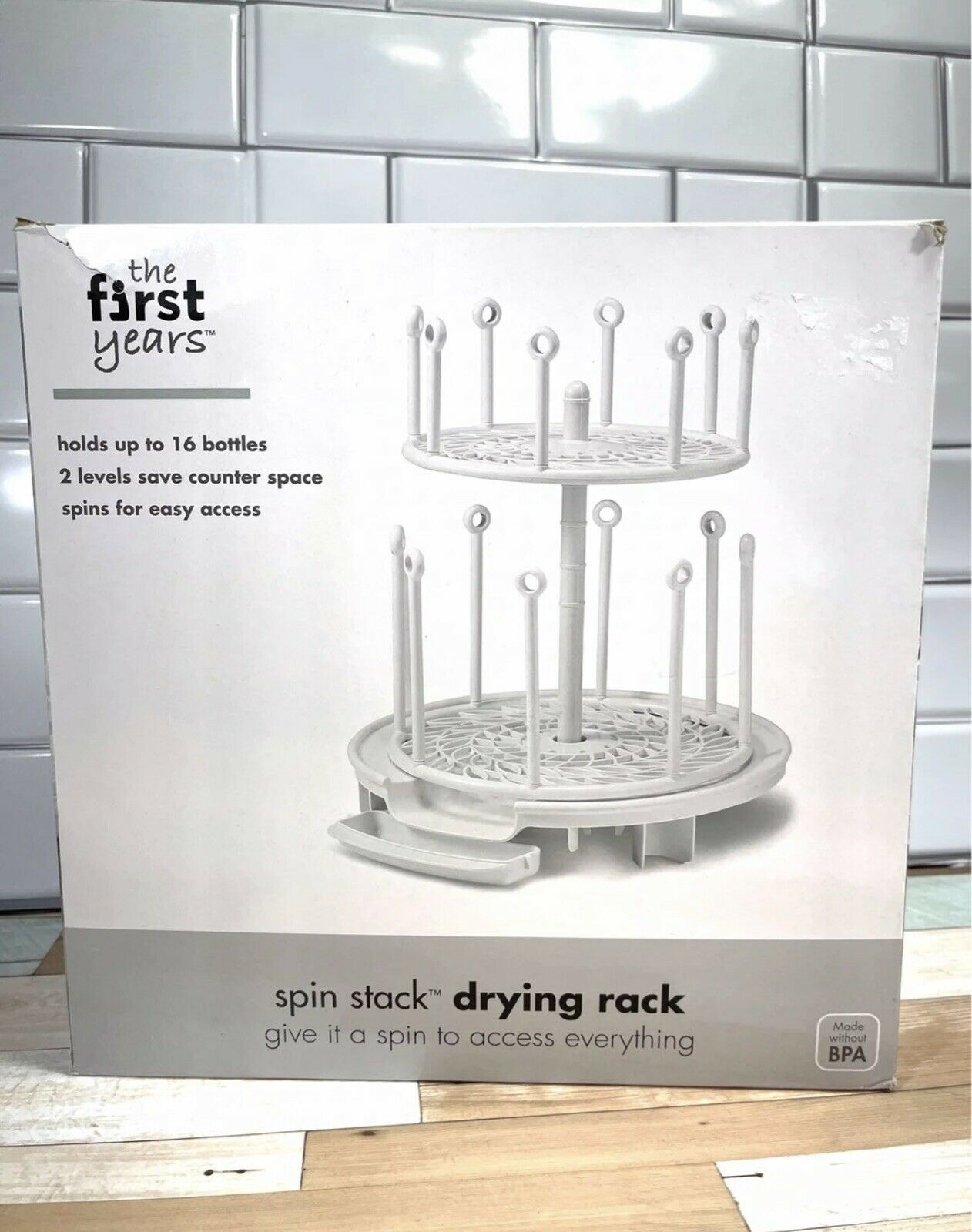 The First Years Spin Stack Drying Rack For Bottles Cups Pacifiers Adjustable