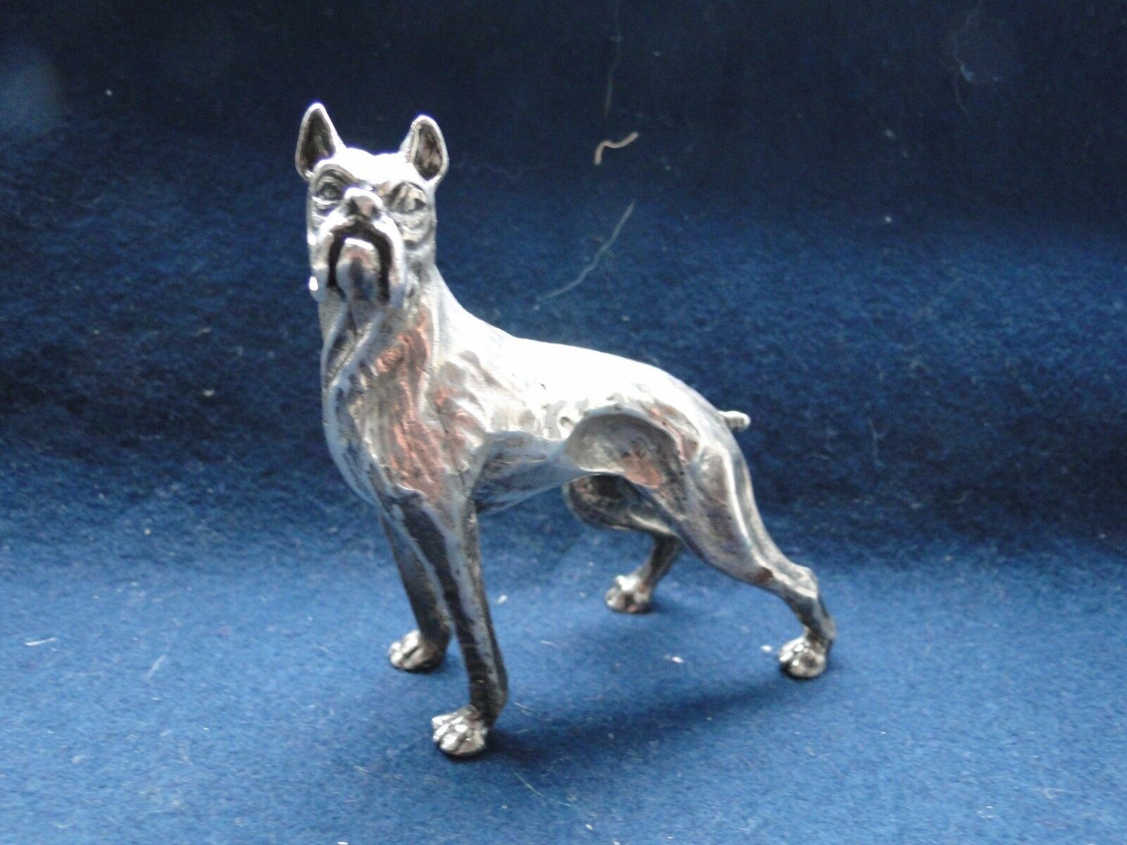 Miniature Boxer Dog, Sterling Silver Italy, 1960, Marked, Cast & Engraved