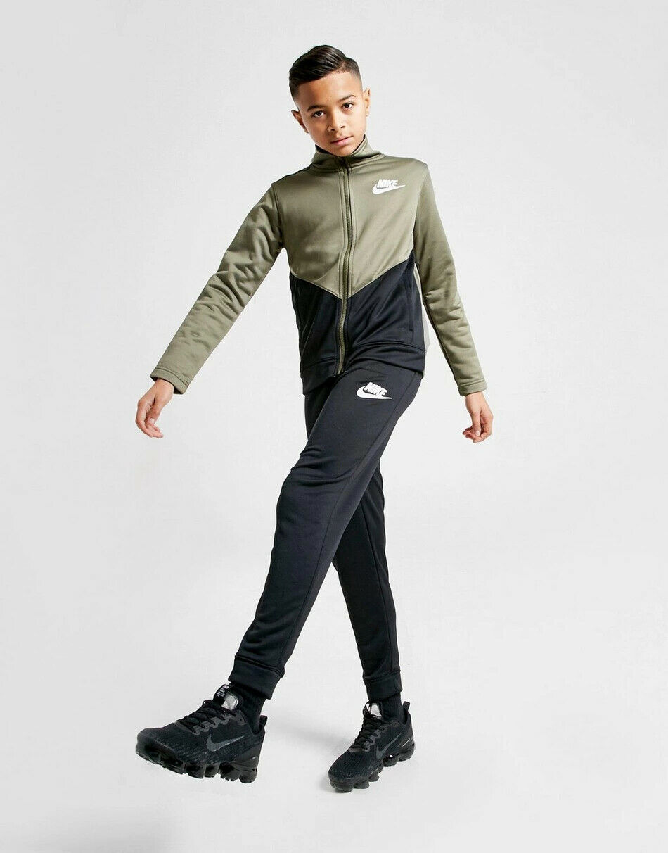Nike Junior Kids Nsw Core Full Polyester Tracksuit Cv9335 222 Khaki/black