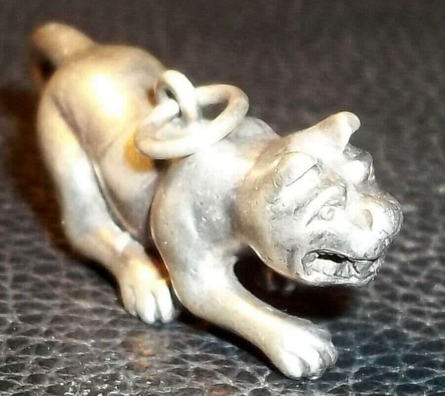 Europe Majestic Old Dog Miniature Figure Silver Piece Marked "925" Collectible
