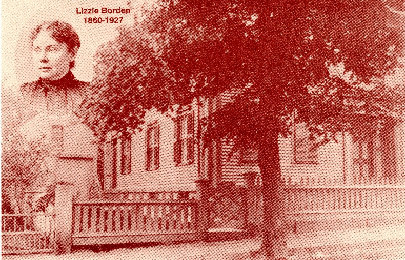 LIZZIE BORDEN POSTCARD-Aug.4th, 1892 Fall River Tragedy- *129 years ago