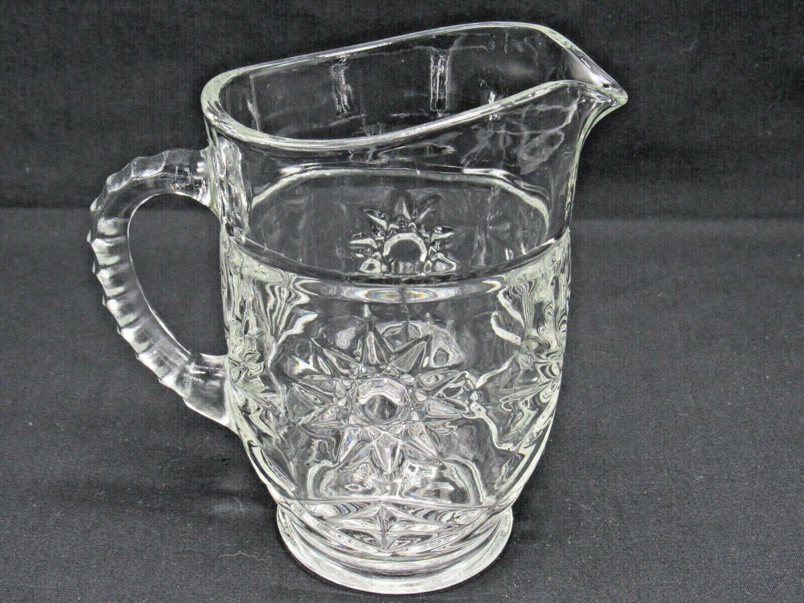Vintage Crystal Clear Glass Sunburst Small Pitcher Creamer, Milk, Syrup 6