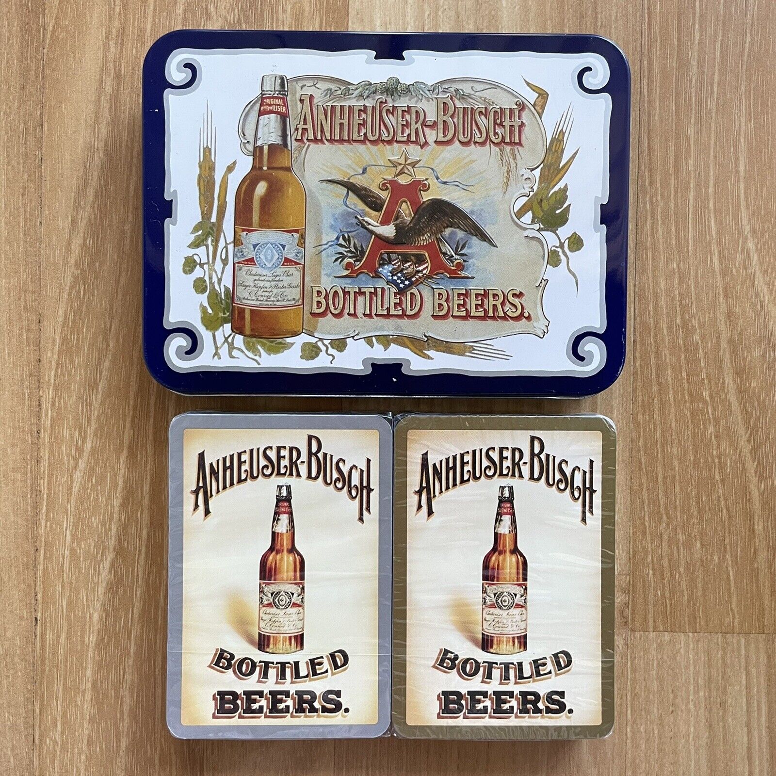 Anheuser-busch Budweiser Classic Playing Cards English Tin - Vintage 1988 Sealed