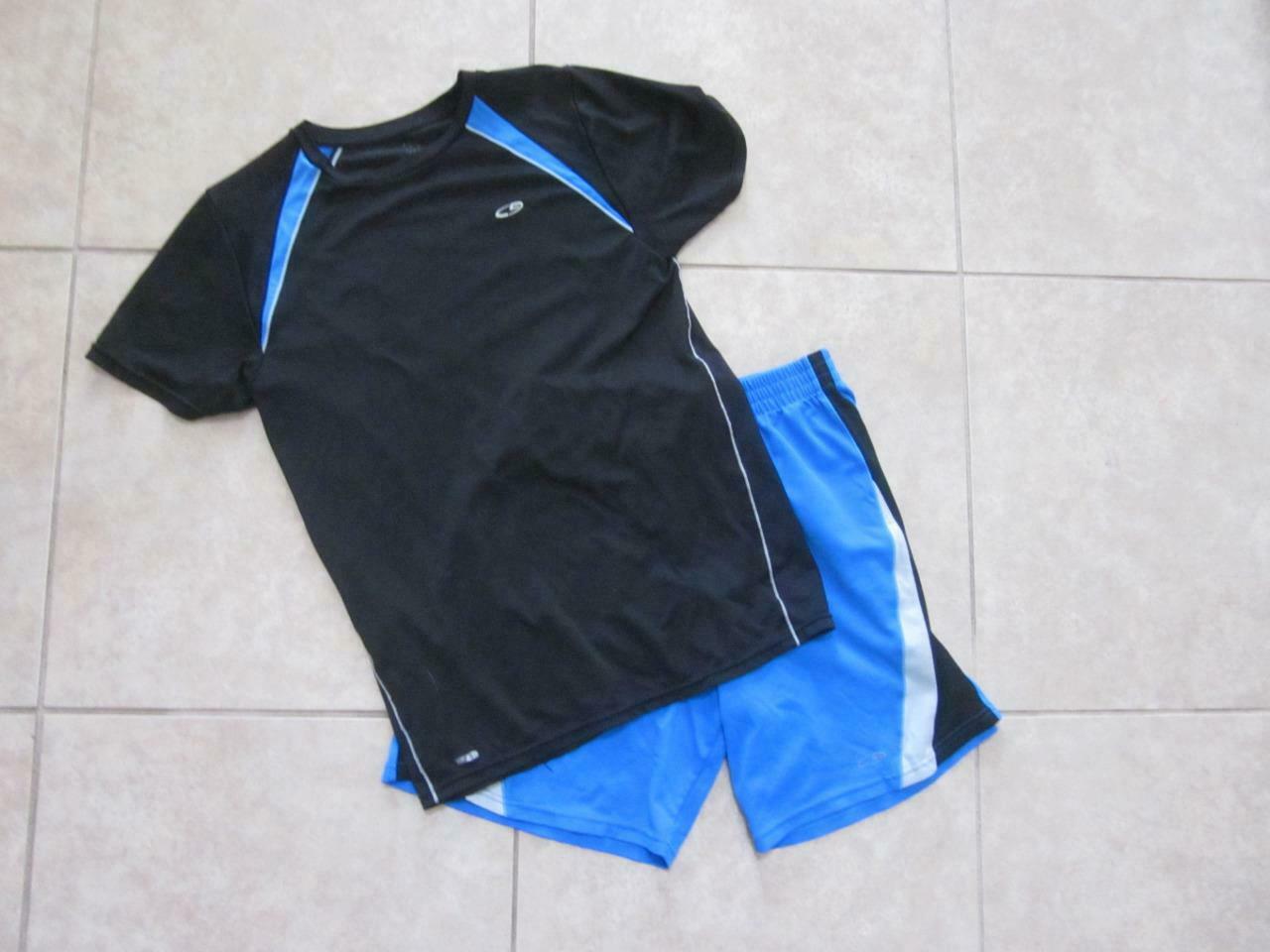 C9 By Champion 2 Pc Blue & Black Shirt & Shorts Athletic Fitness Outfit Sz L Xl