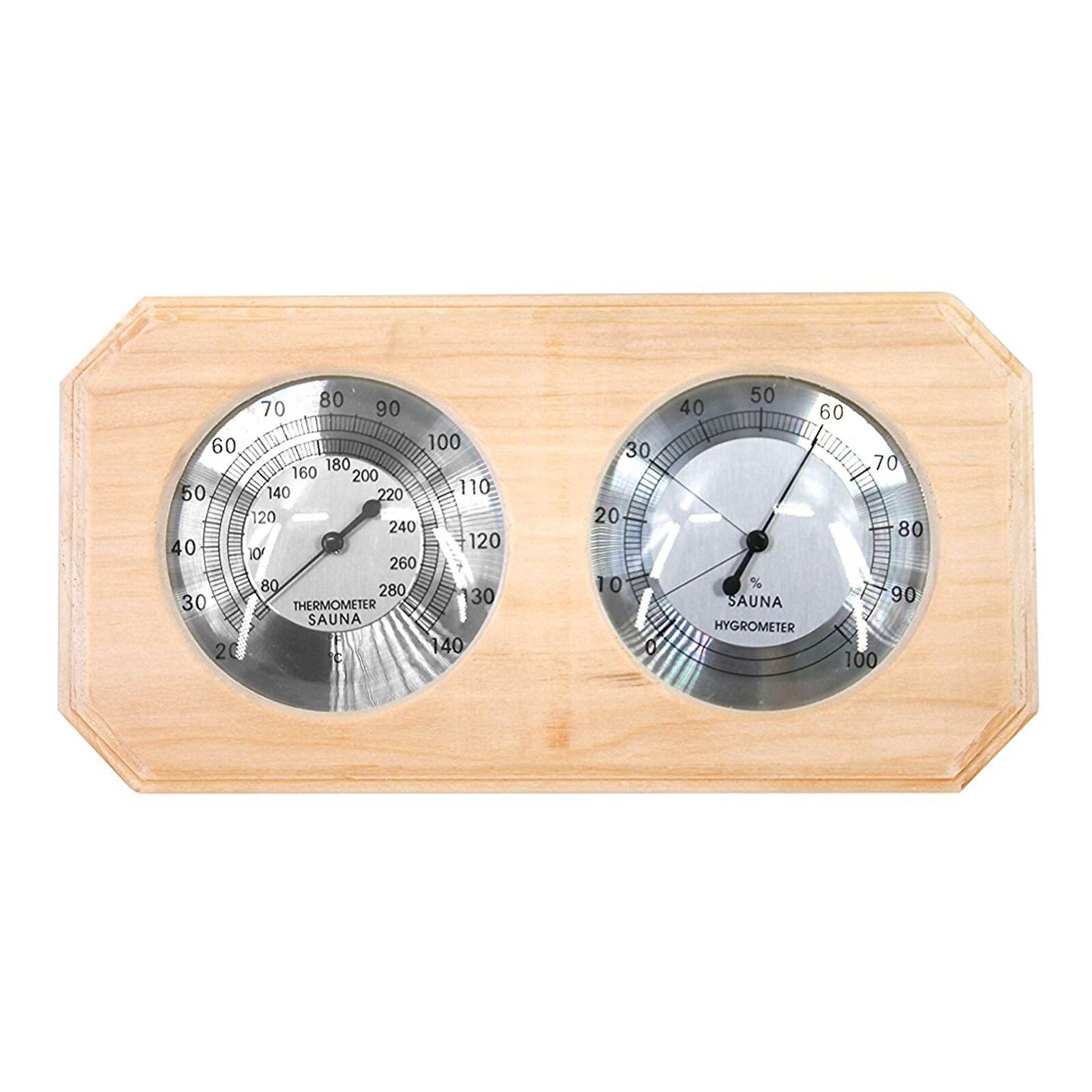 Aleko Wall-mounted Pine Wood Thermometer And Hygrometer For Sauna