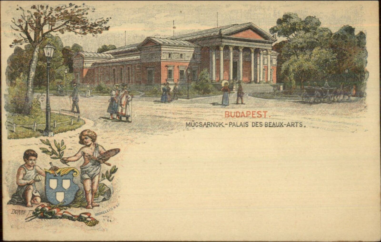 Budapest Hungary 1890s Postal Card in Color Mucsarnok Palais Beaux Arts
