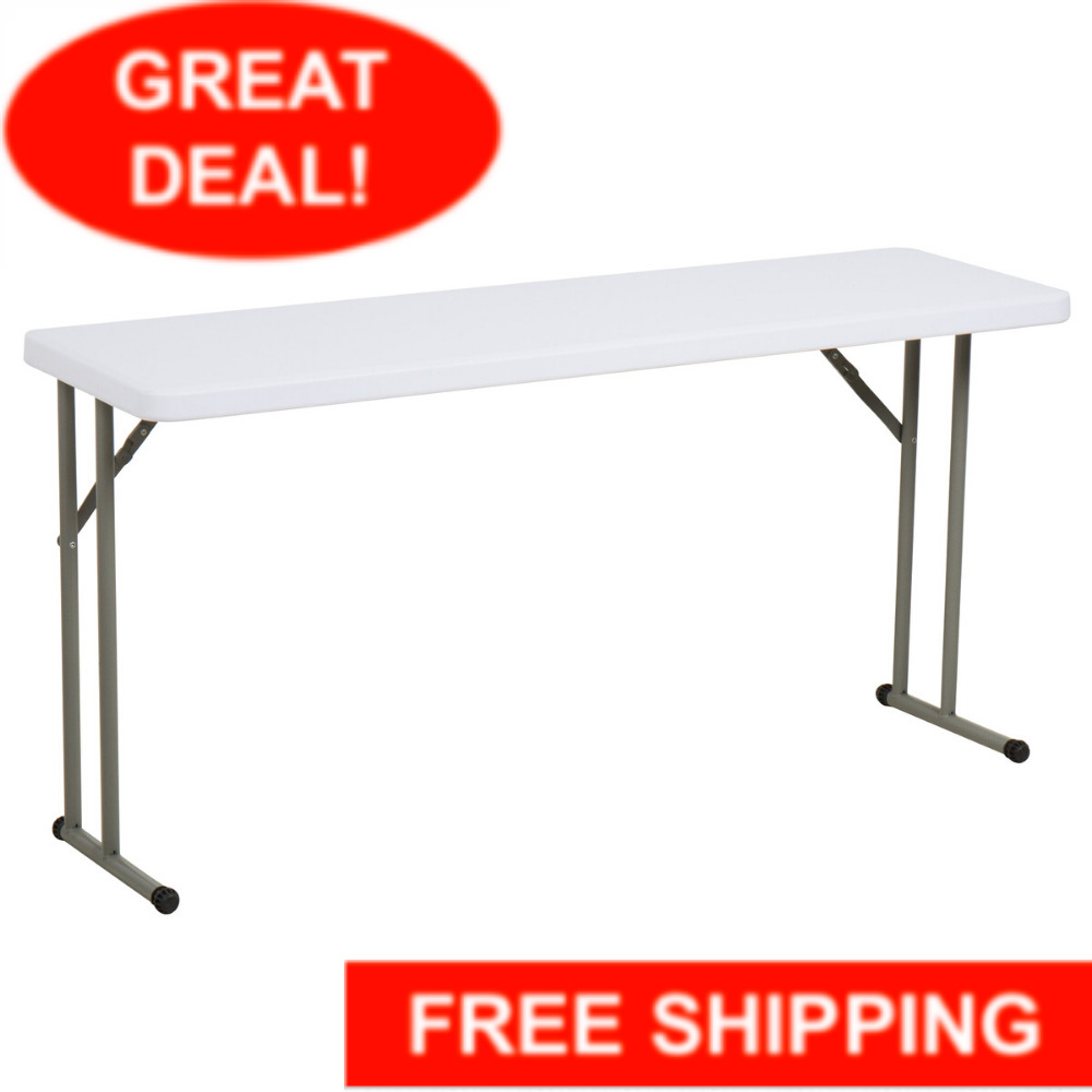 18"x60" Granite White Heavy Duty Blow Molded Plastic Folding Table Party Banquet