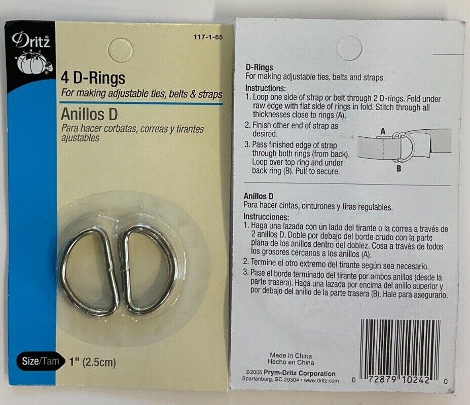 Dritz #117-1-65 Silver D Rings, 1 Inch-- 2 Packs Per Set
