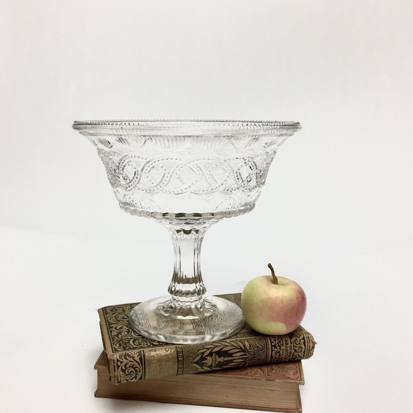 Vintage Collectible Pressed Glass Footed Compote Dish 8