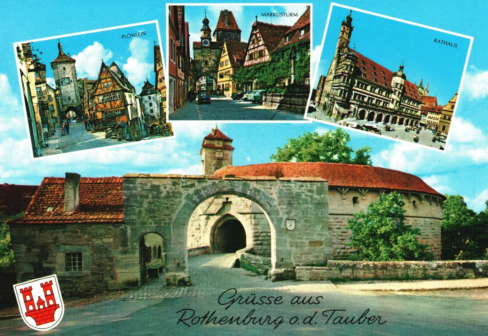 Vintage Postcard Rothenburg O D Tauber Grusse Aus Plonlein Rathaus Markusturm D