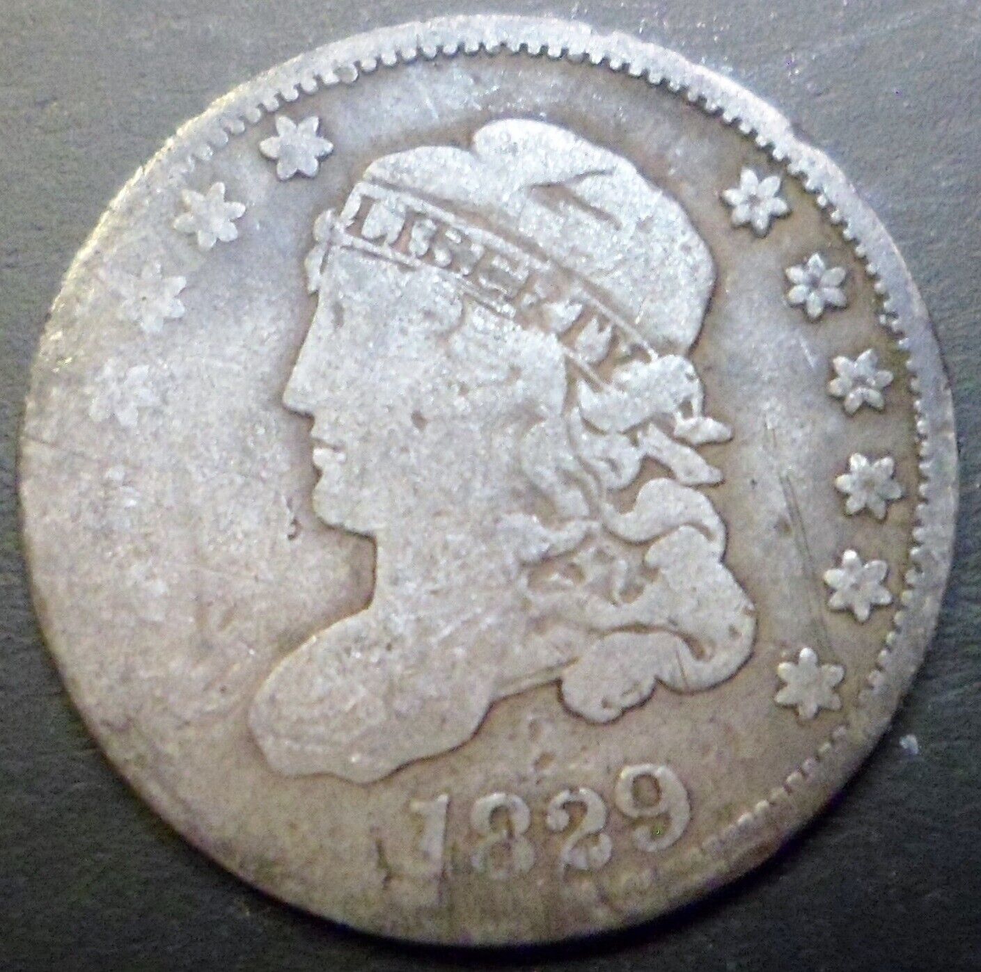 Full Liberty 1829 Capped Bust Half Dime 5c Scarce Estate Collection Silver J216