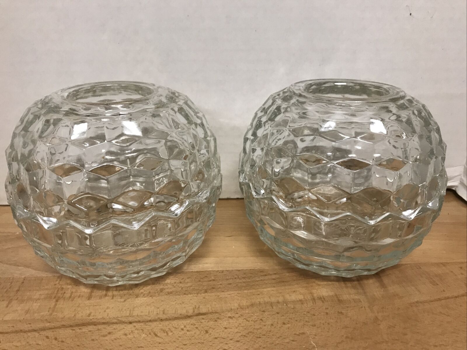 Set of 2 COLONY WHITEHALL Clear Glass Hurricane Centerpiece 2-Piece Fairy Lamp