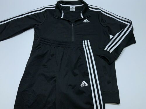 Adidas Two Piece Track Suit Set Black White Stripes Youth Size Large 14-16